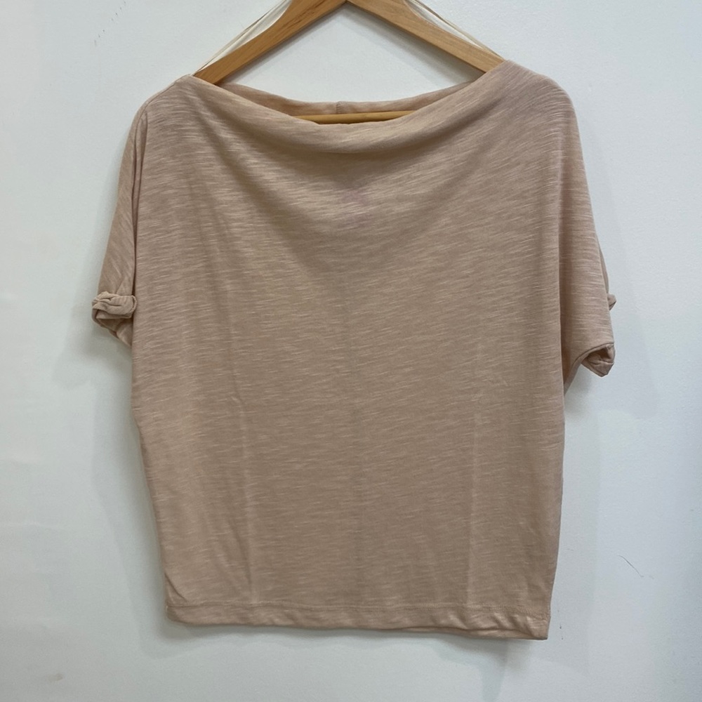 Beige droop shoulder blouse